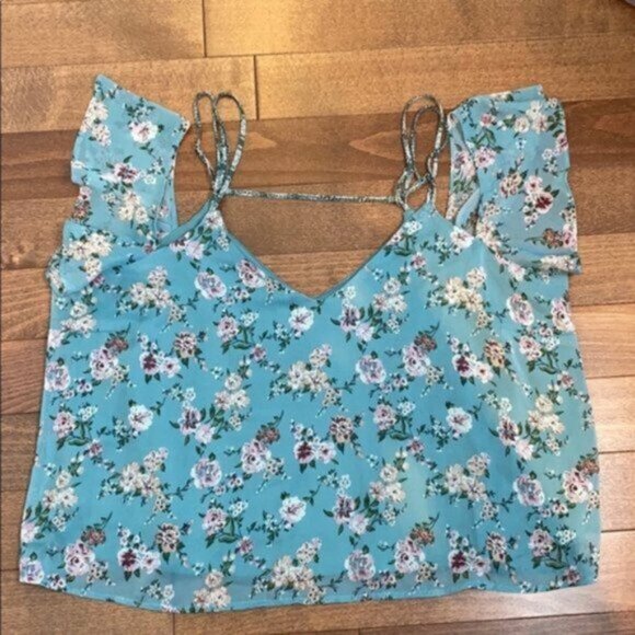 Xhilaration Women Green Floral Off Shoulder Crop Top Plus Size XXL - Picture 7 of 8